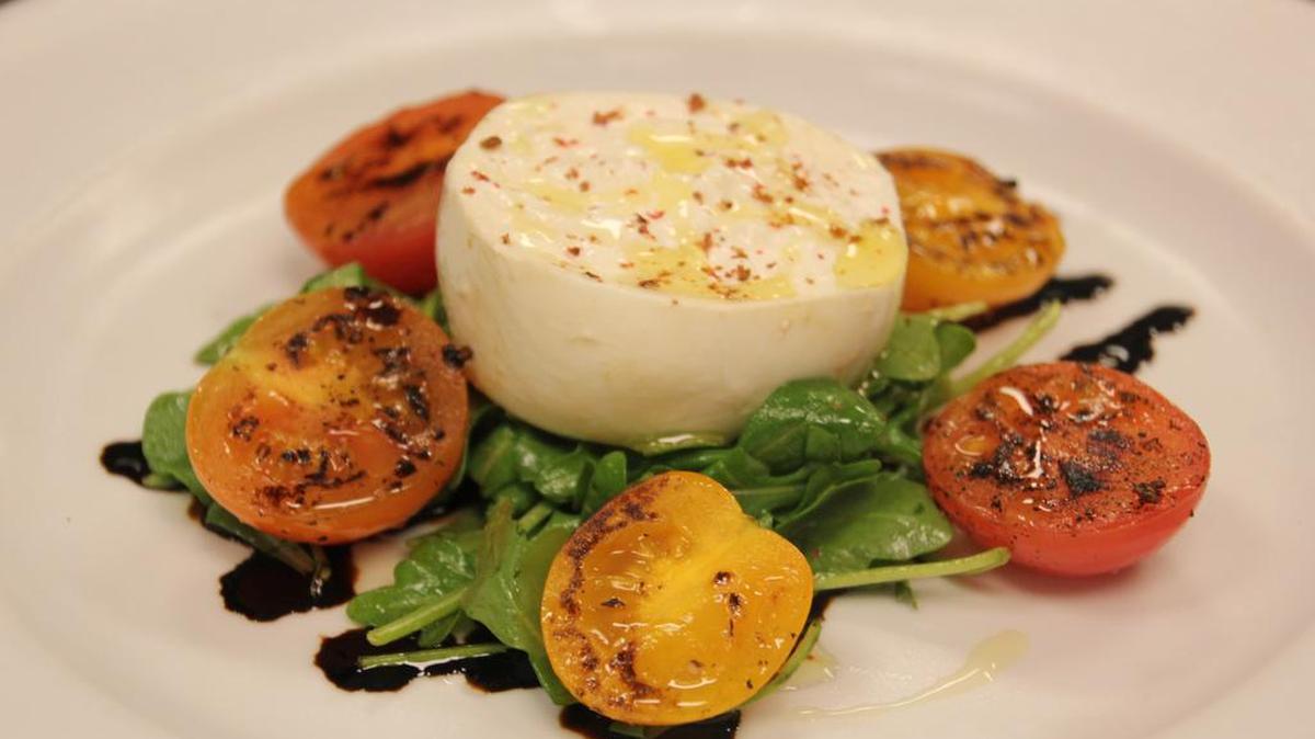 Barrata is an Italian cheese that Mignons has turned into a great appetizer.