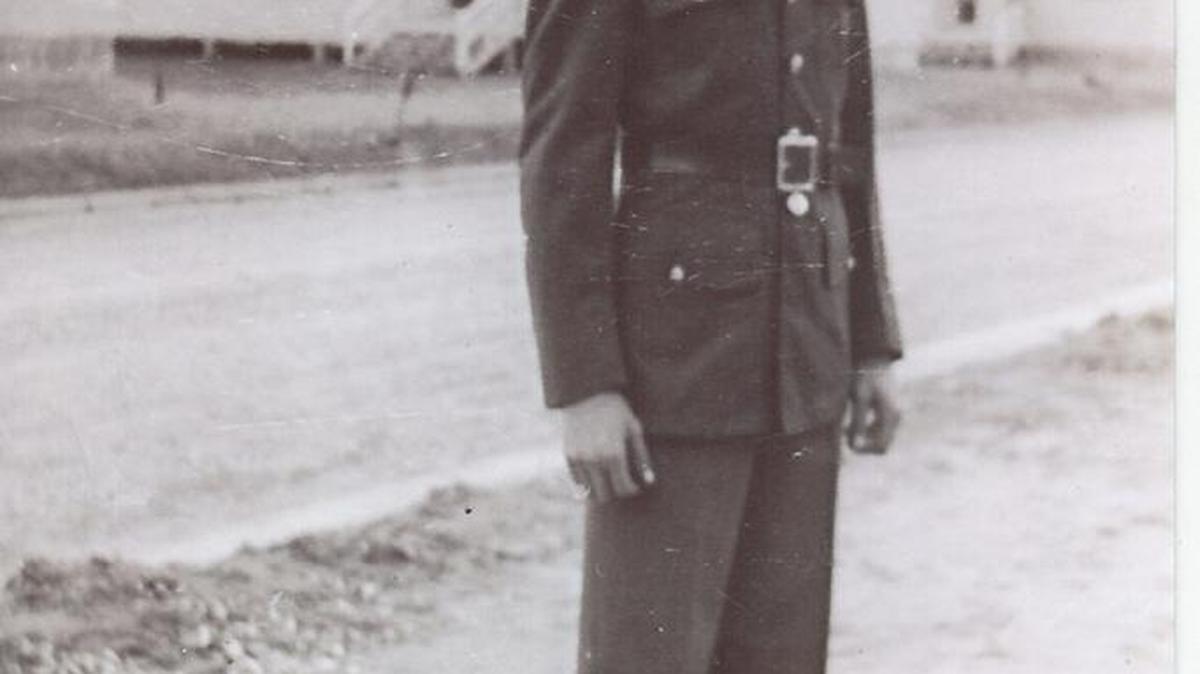 CWO4 Thomas Adams is one of two marshals presiding at the Gulf Coast Veterans Parade. He is shown here in 1941 at Keesler Field.
