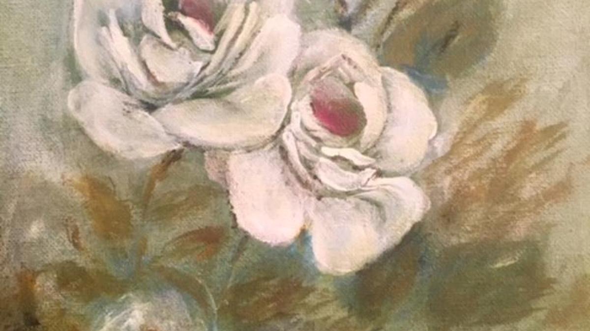 ‘White Roses’ by Odie Spence is part of the Gulf Coast Art Association exhibition at the MGCCC Jefferson Davis Campus’s Fine Art Gallery.