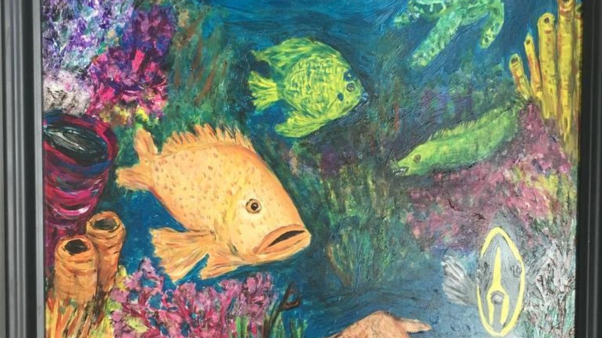 ‘Under the Sea’ acrylic painting by Barbara Moss.