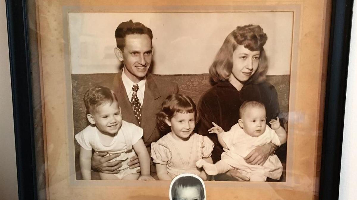 This typical early 1950s family portrait hung on the walls of a proud Cajun grandmother, even as the Bergeron family traveled as a Navy family and grew, as shown by the added cut-out at the bottom. Roy and Cotton Bergeron had four children, Richard (left), Germaine, Kathleen, and at the bottom, Estelle.
