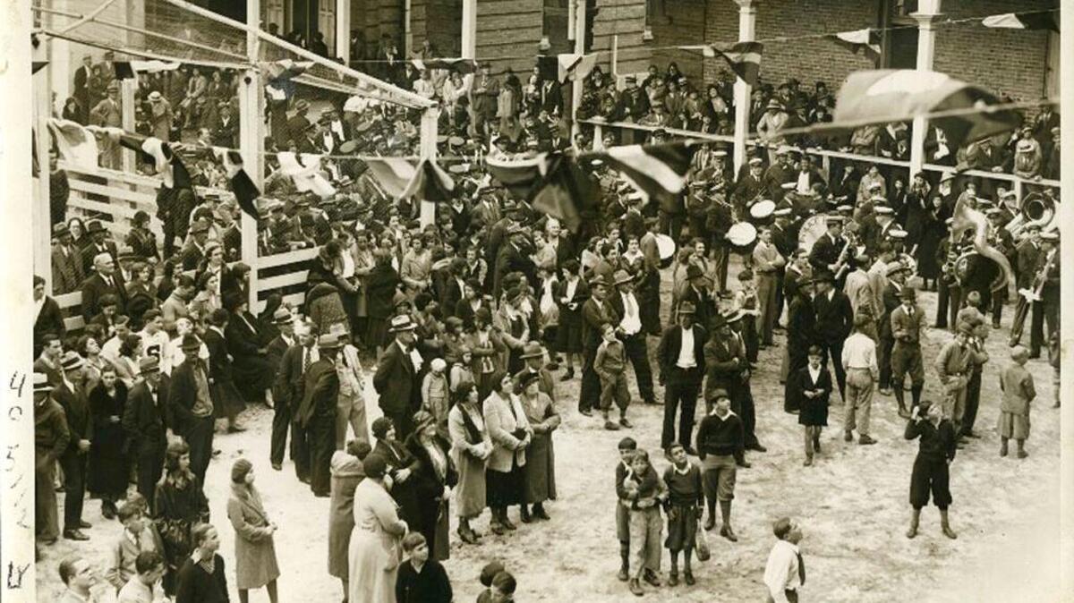 This large gathering is celebrating the kickoff in 1933 of construction of a new shorter route from the Mississippi Coast to New Orleans.