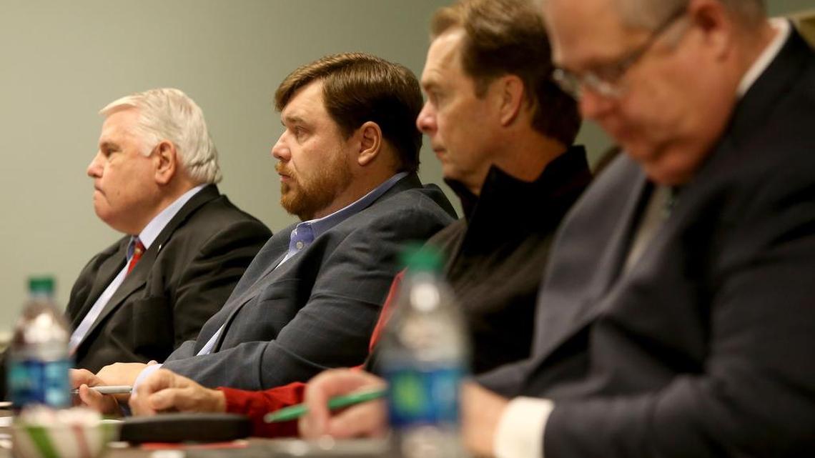 Community officials and members of the Southern Rail Commission meet on Monday, December 19, 2016, in Bay St. Louis.