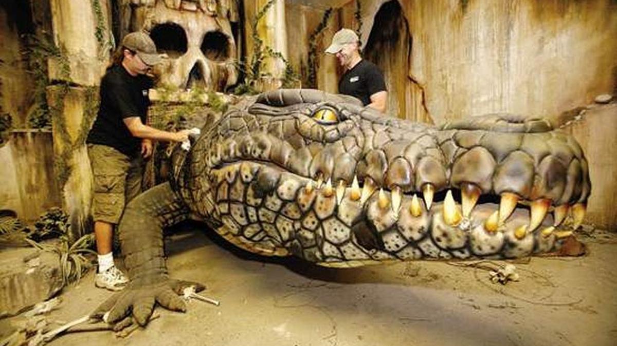 Workers make prepare one of the attractions at the 13th Gate in Baton Rouge, which has been named one of the “scariest haunted houses in the U.S.”