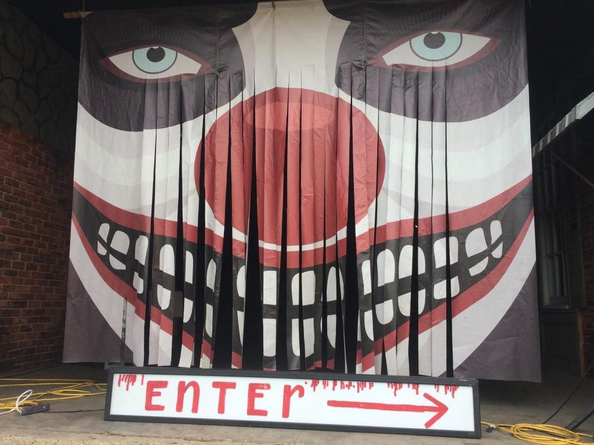 This sign points the way to Terror on the Coast at the Hollywood Warehouse in Gulfport.