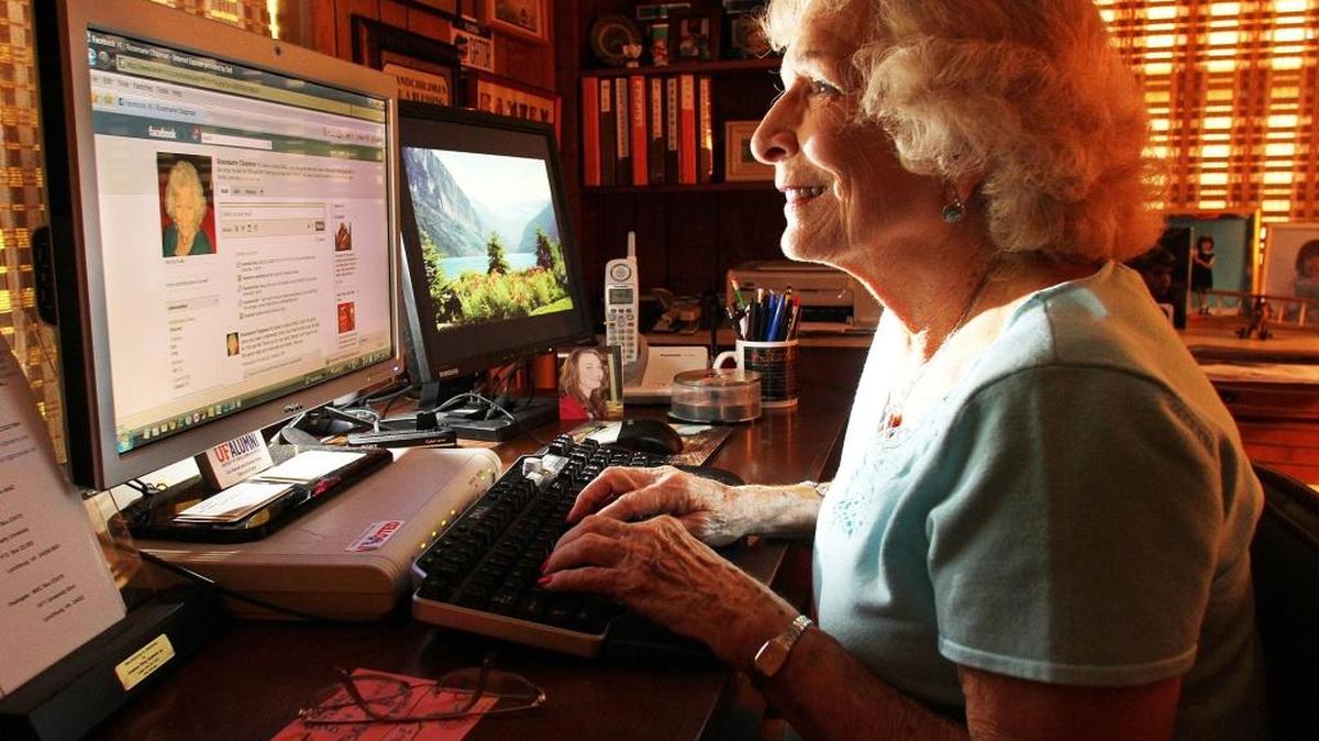 Rosie Chapman works on Facebook at her home in Orlando, Florida.