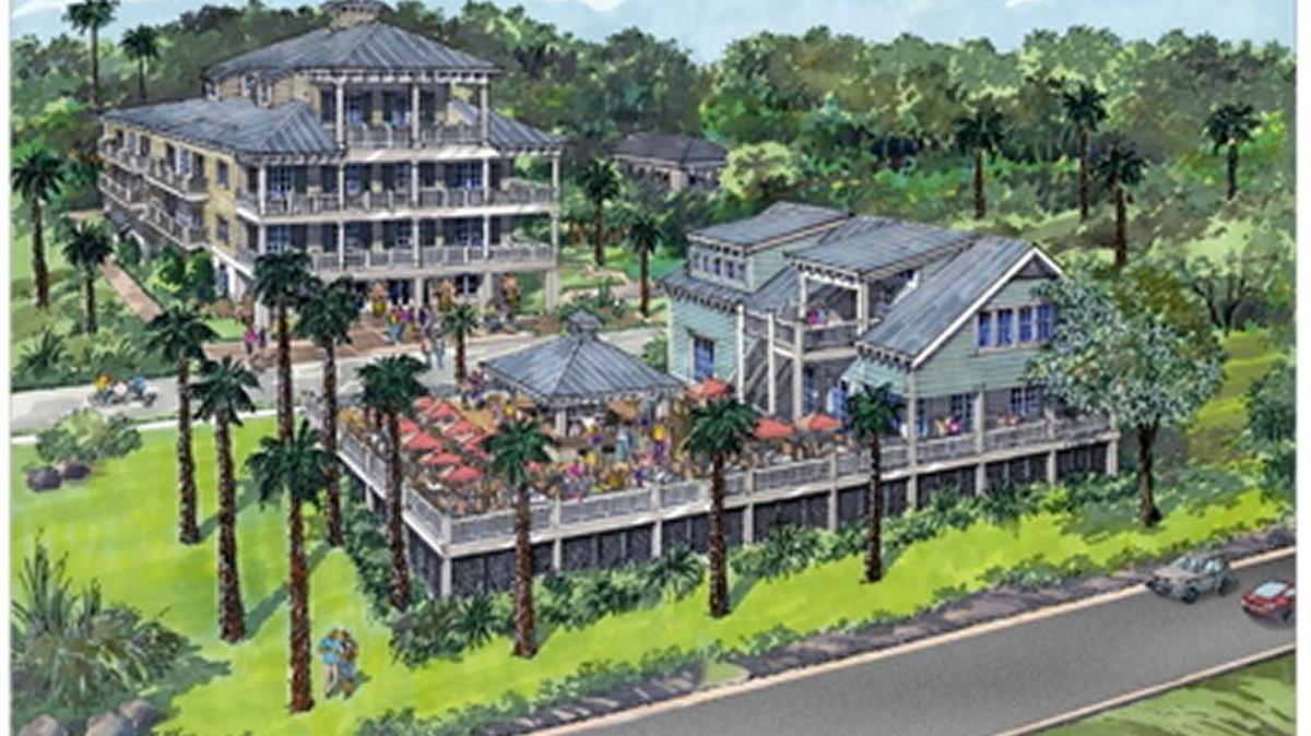 This artist’s rendering shows Hotel Pass Christian, rear building behind Bacchus on the Beach restaurant, on Scenic Drive near Market Street.