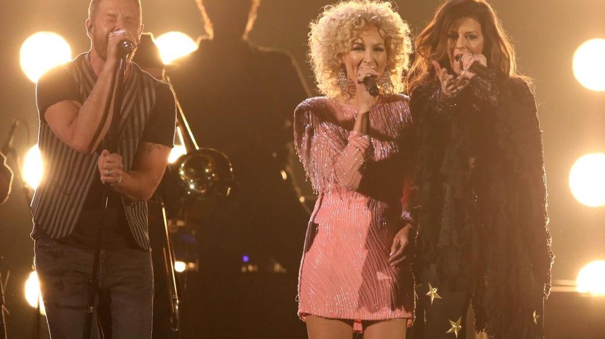 Jimi Westbrook, from left, Kimberly Schlapman and Karen Fairchild of Little Big Town, perform at the 51st annual Academy of Country Music Awards in April at Las Vegas. The band and Harrah’s Gulf Coast have pledge all proceeds from their ticket sales now through the concert on Friday, Sept. 1 to the American Red Cross to help victims of Hurricane Harvey.
