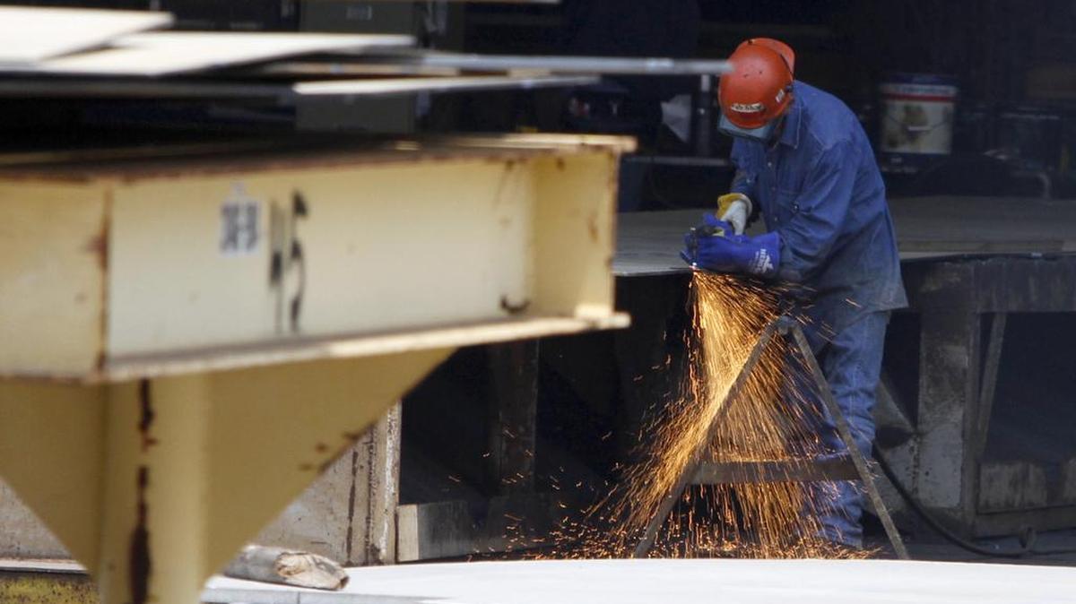 Sparks fly as work in done at Ingalls Shipbuilding, Wednesday, July 29, 2015. A study by the Bureau of Labor Statistics shows that those who work in production such as shipbuilding in South Mississippi earn 30 percent more than the national average for that occupation. In all other categories, wages are at or below the national average.