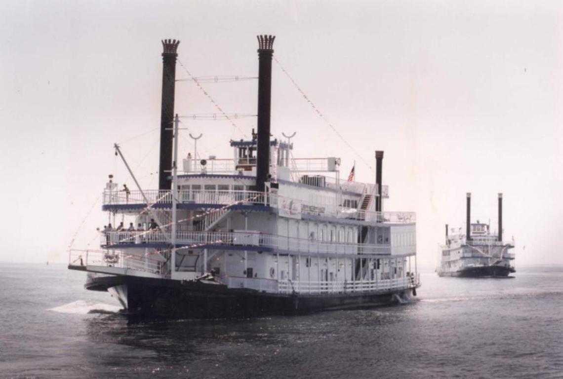 Bernie Goldsteins’ riverboats Diamond Lady and Emerald Lady took a week to come down the Mississippi River from Iowa to Biloxi and were the first casinos to open in the state and the Southeast. The Diamond Lady has resurfaced after sinking in a Mississippi River tributary.