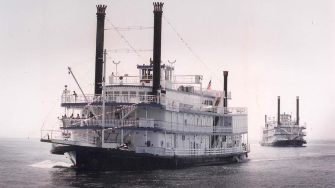 Bernie Goldsteins’ riverboats Diamond Lady and Emerald Lady took a week to come down the Mississippi River from Iowa to Biloxi and were the first casinos to open in the state and the Southeast.