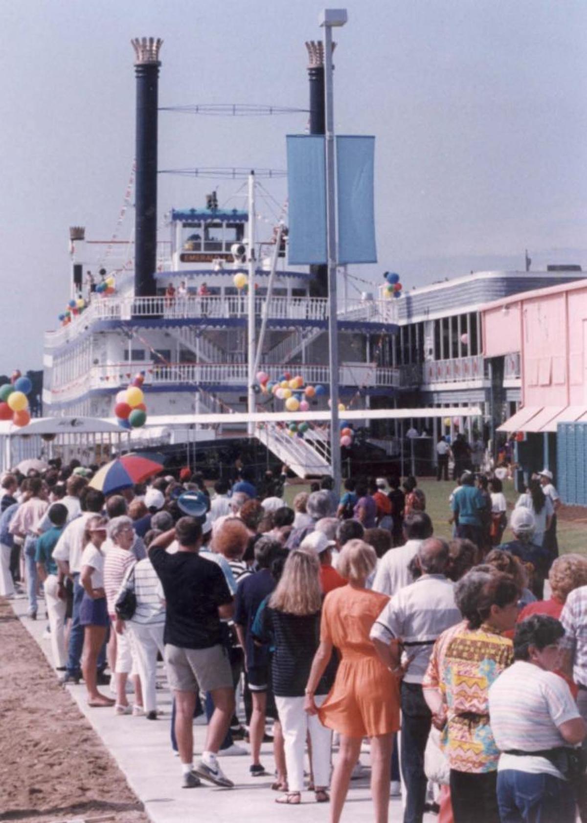 Aug. 1, 1992 was a hot opening day for Isle of Capri casino riverboat, the first casino to open is South Mississippi. It took about three hours to get a turn to go inside on opening day.