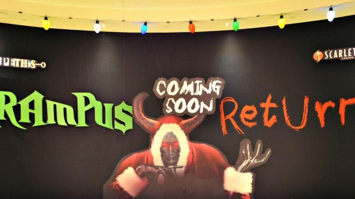 He’s back and scarier than last year, promoters say, as “Krumpus Returns” to the escape room at Scarlet Pearl Casino Resort through the holidays.