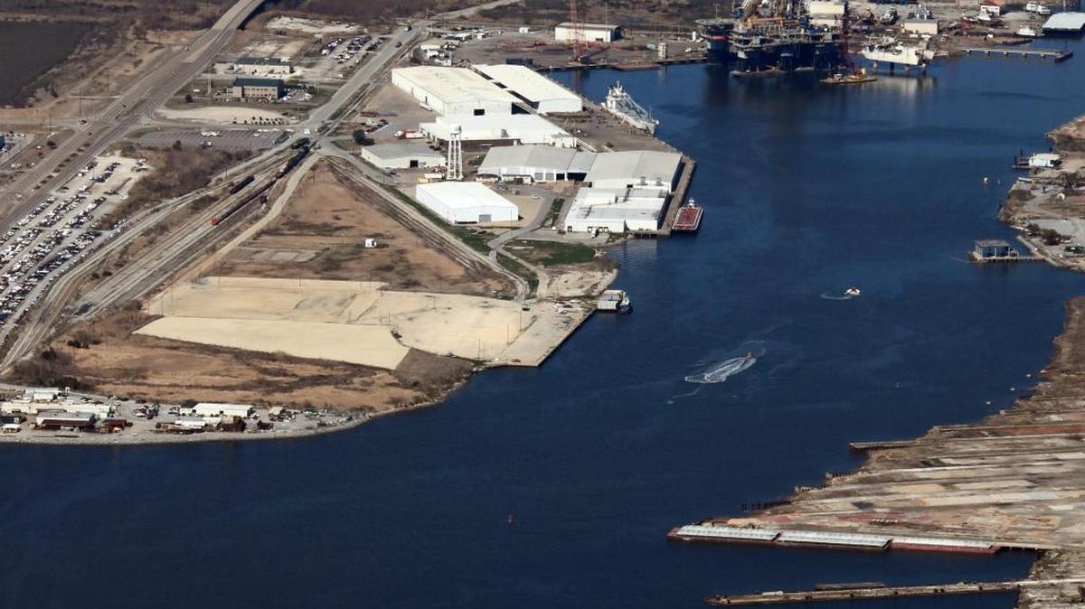 An aerial photo shows the Pascagoula River harbor, the Port of Pascagoula’s west harbor. Representatives of the ports of Pascagoula and Gulfport signed a cooperation agreement with Cuba on Monday.