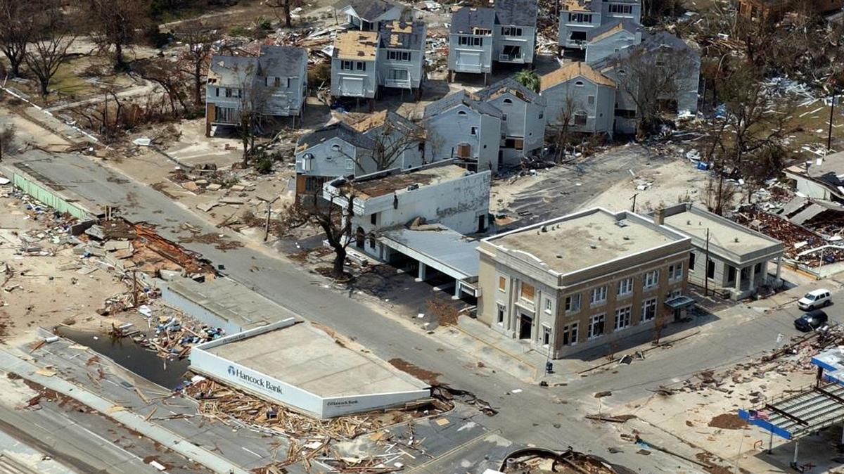 Hancock Bank in Pass Christian was badly damaged by Hurricane Katrina in 2005. It has since been restored.