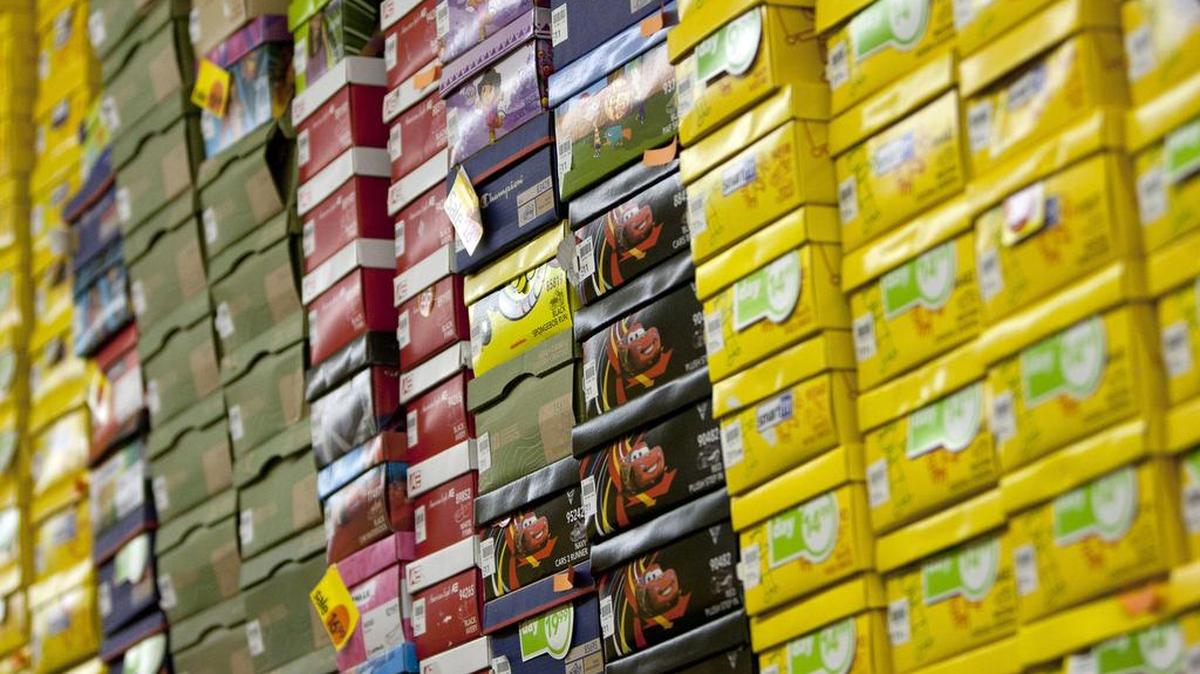 Shoes are stored in boxes at a Payless ShoeSource Inc. store in New York on May 2, 2012.