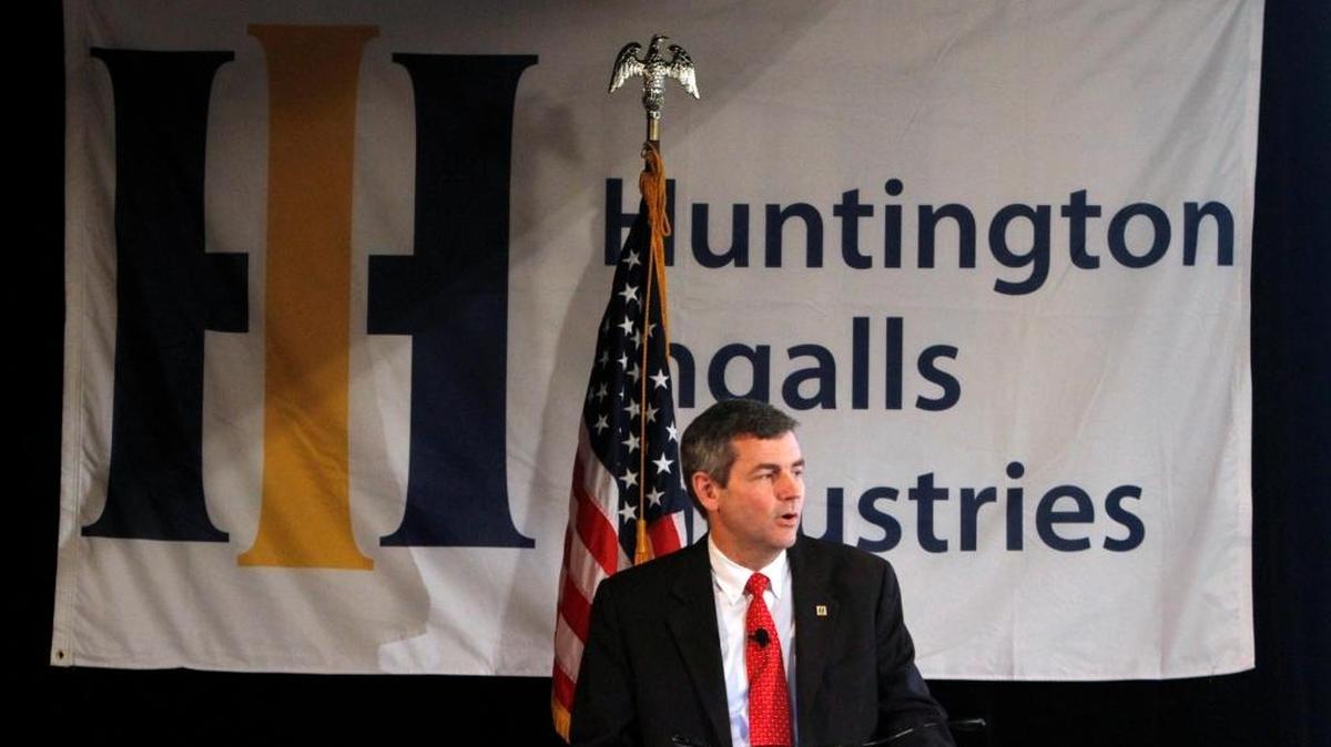 Mike Petters, president and CEO of Huntington Ingalls Industries, talks to shareholders and workers at Ingalls Shipbuilding in Pascagoula in 2012. It’s been a banner week for the largest employer in Mississippi, as three contracts worth nearly $100 million were announced in three days.