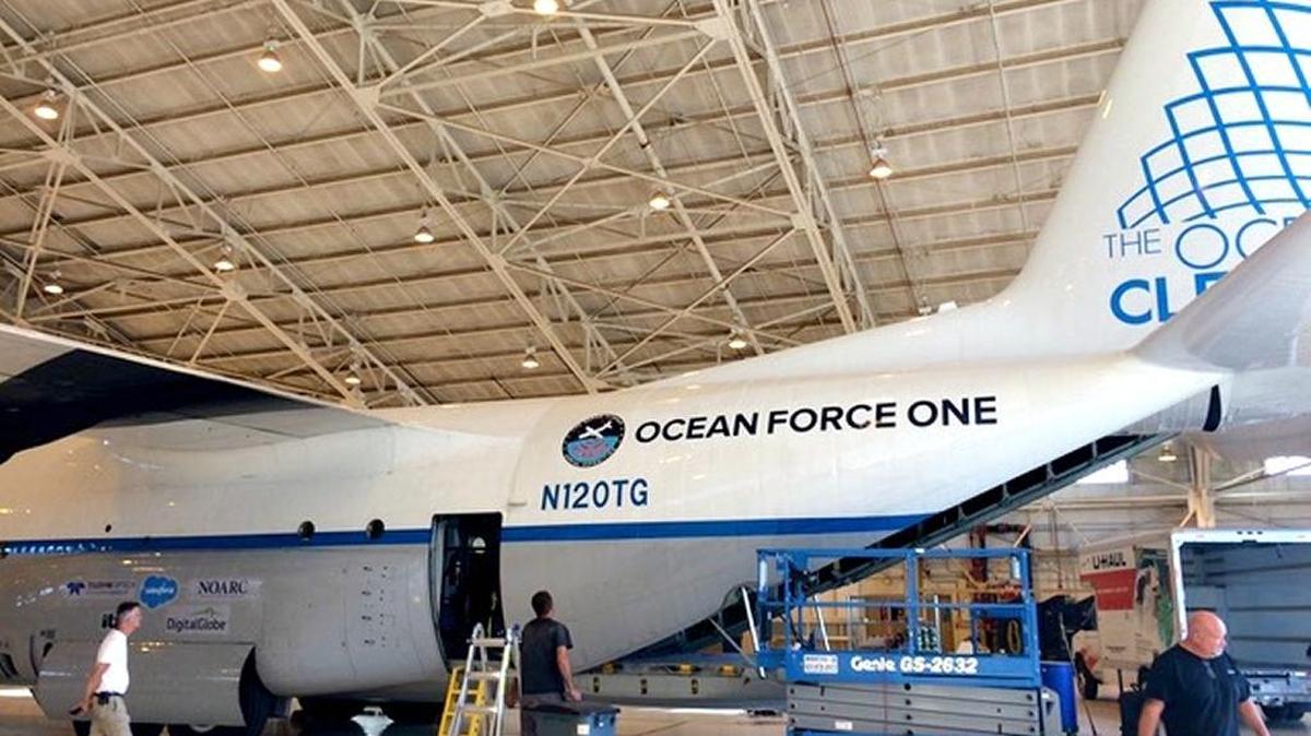 This Ocean Force One C-130 Hercules aircraft used for aerial plastic-detection expeditions carries the logo of NOARC among its partners in the project.