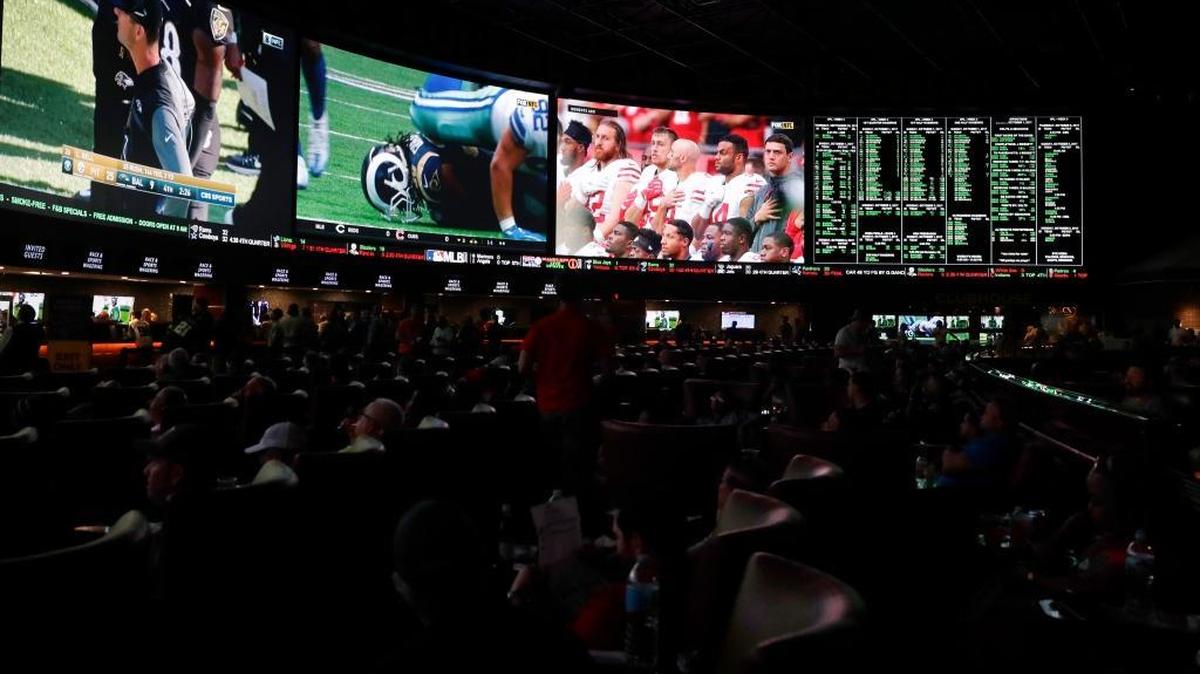 Bettors on Oct. 1, 2017, at the Westgate SuperBook in Las Vegas, where wagering on college football games is rising at the expense of betting on NFL games. If the Supreme Court overturns the federal law that prohibits sports betting outside Nevada, Mississippi casinos could be among the first to allow it.