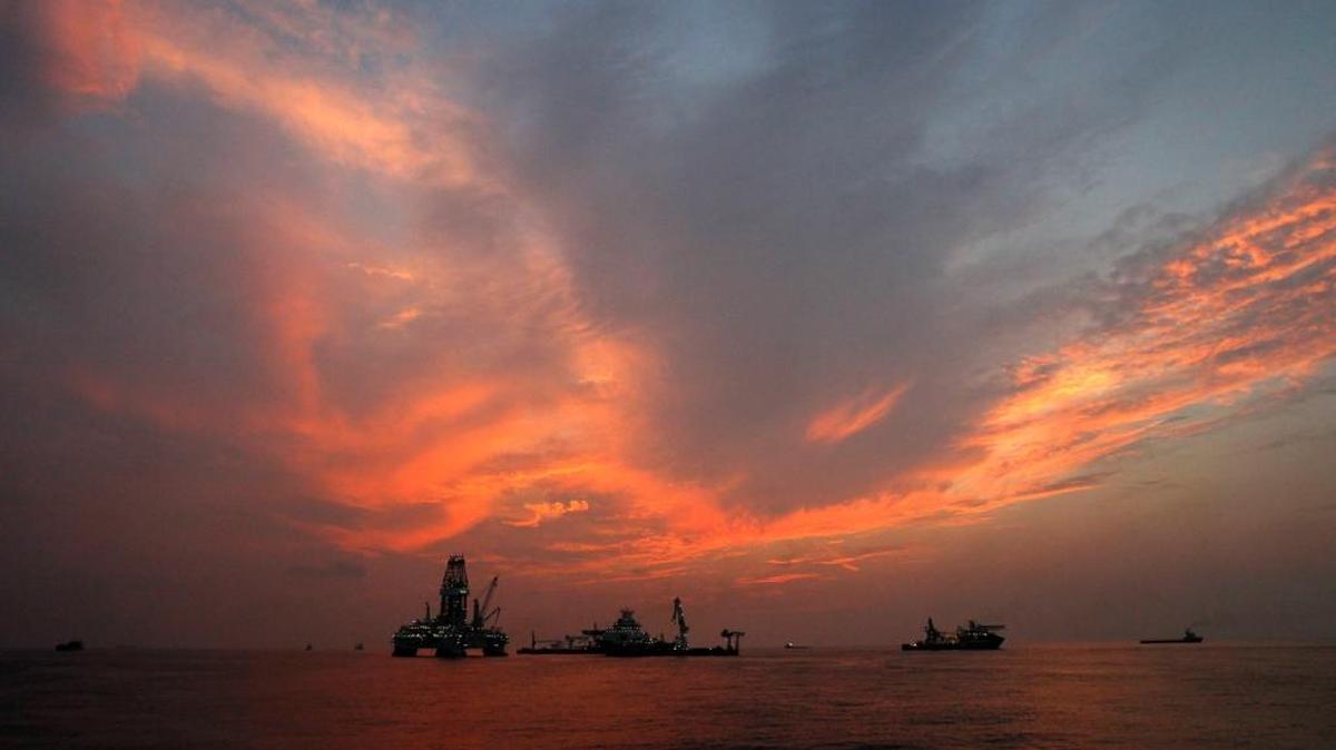 This Saturday, Sept. 4, 2010 file photo shows vessels assisting in the drilling of the Deepwater Horizon relief well on the Gulf of Mexico near the coast of Louisiana at sunset. The BP leak was the worst-ever in offshore U.S. waters and Mississippi and other states are using Restore Act funds to restore the Gulf.