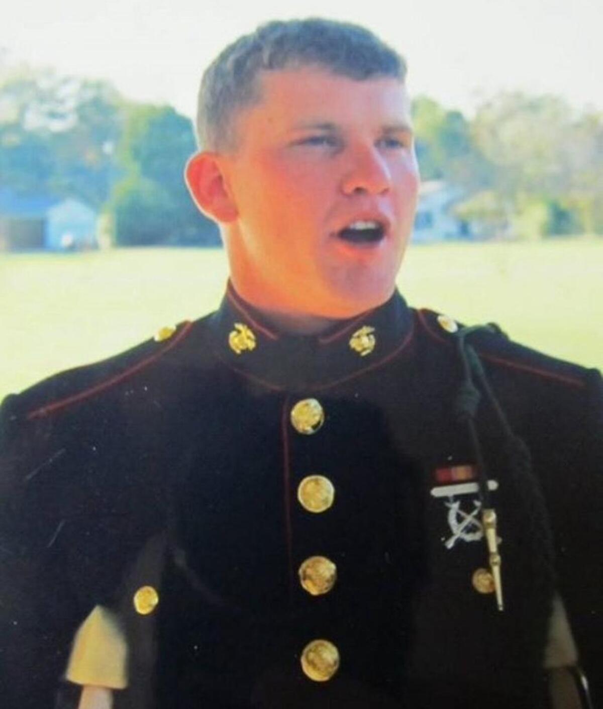 Hank Lee shown in his Marine Corps dress uniform.