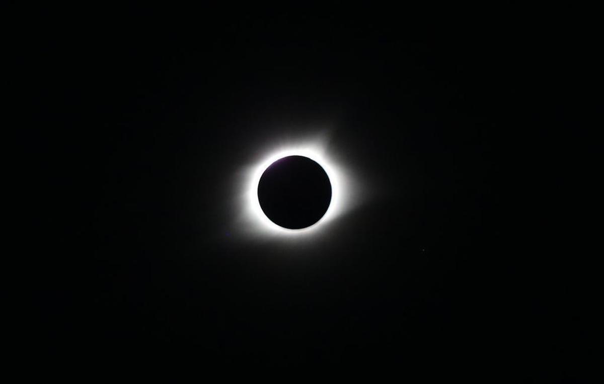 The moon blocks the the sun during a total solar eclipse in St. Louis, Missouri on Aug. 21, 2017. Photographer’s comments: This was an amazing experience and one that I couldn’t miss. As soon as I heard there was going to be a total eclipse in the United States in 2017 I started making plans so I could photograph it.
