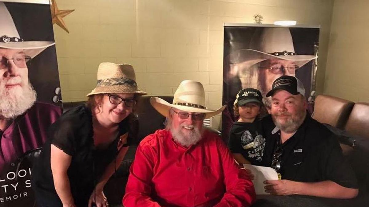 The Clark family visits with Country Music Hall of Fame of member Charlie Daniels before his show at The Wharf Amphitheater in Orange Beach. Daniels is today’s guest on the #ClarkCast Podcast.