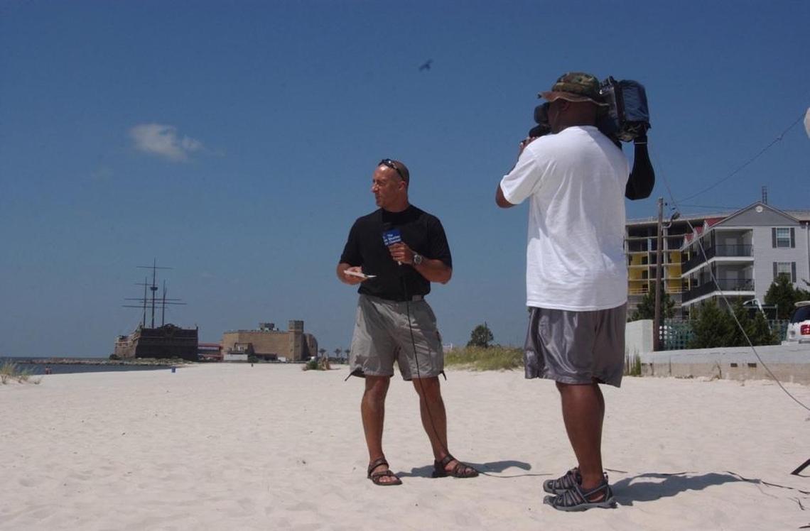Weather Channel correspondent Jim Cantore is no stranger to the Coast, which loves him but hates to see him on the beach, as he was in 2005 before Katrina made landfall.