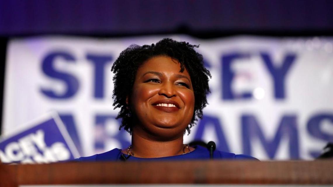 Democratic candidate for Georgia Governor Stacey Abrams smiles as she speaks during an election-night watch party Tuesday, May 22, 2018, in Atlanta.