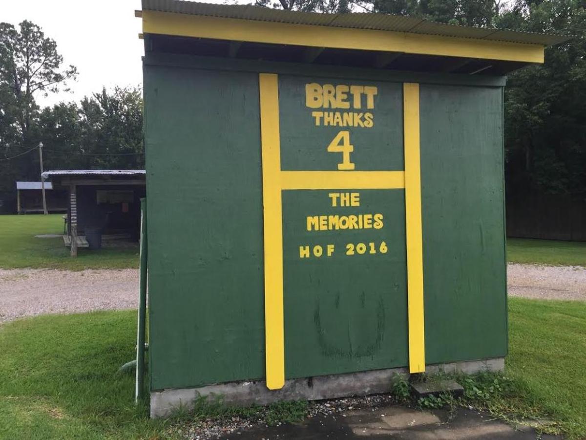 The ‘Brett Favre’ building rests on the property of the Broke Spoke in Kiln.