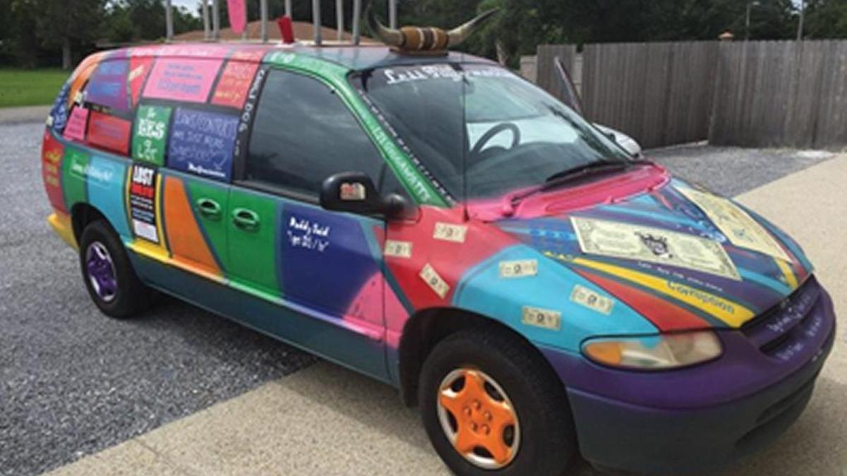 The van of former Bay St. Louis mayoral candidate Jeff Harding is painted and adorned with criticisms of Mayor Les Fillingame and his daughter, Katie Stewart.