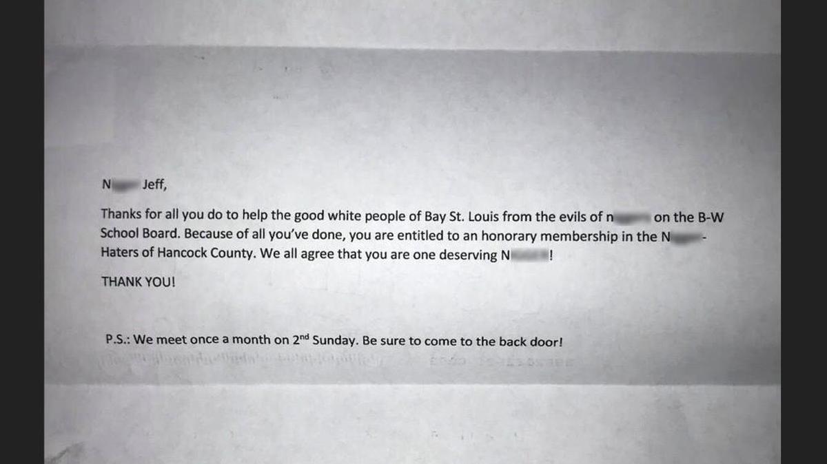 A letter sent to Bay St, Louis Ward 3 Councilman Jeffery Reed shortly before Mayor Mike Favre convinced the Bay-Waveland Board of Education to replace the only black member on the board..