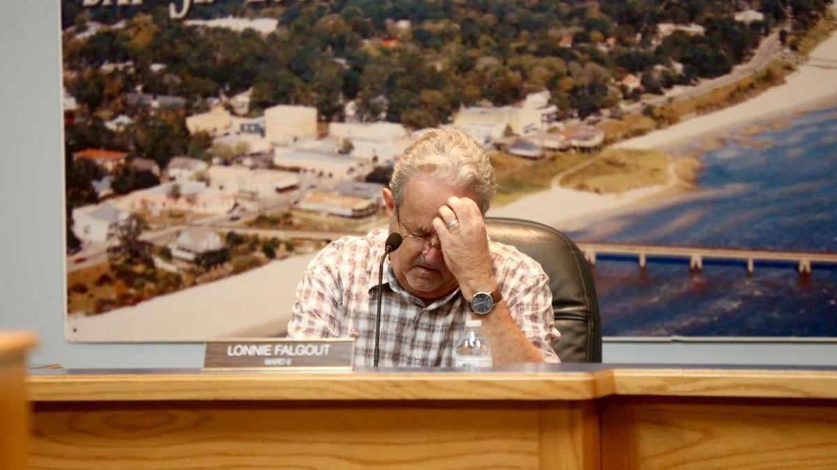 Bay St. Louis City Councilman Lonnie Falgout makes a statement about the death of Police Chief Mike De Nardo on Thursday, Sept. 8, 2016. De Nardo died of a self-inflicted gunshot wound, officials said.
