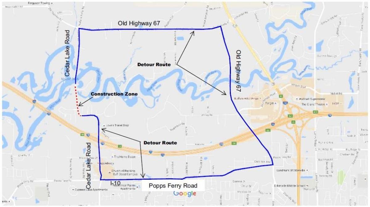 Cedar Lake detour map