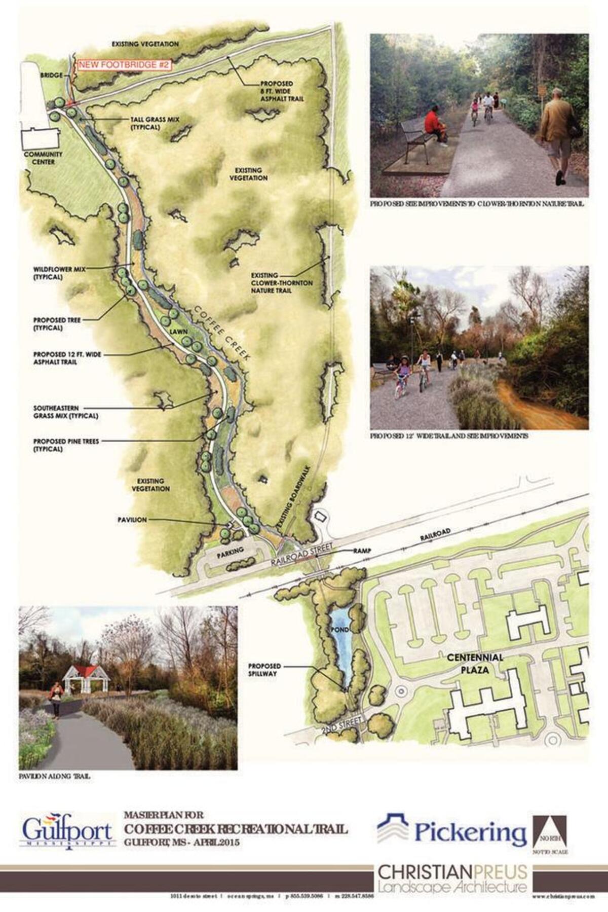 The Coffee Creek drainage and public facilities project extends south of the railroad tracks in Gulfport and skirts Centennial Plaza.