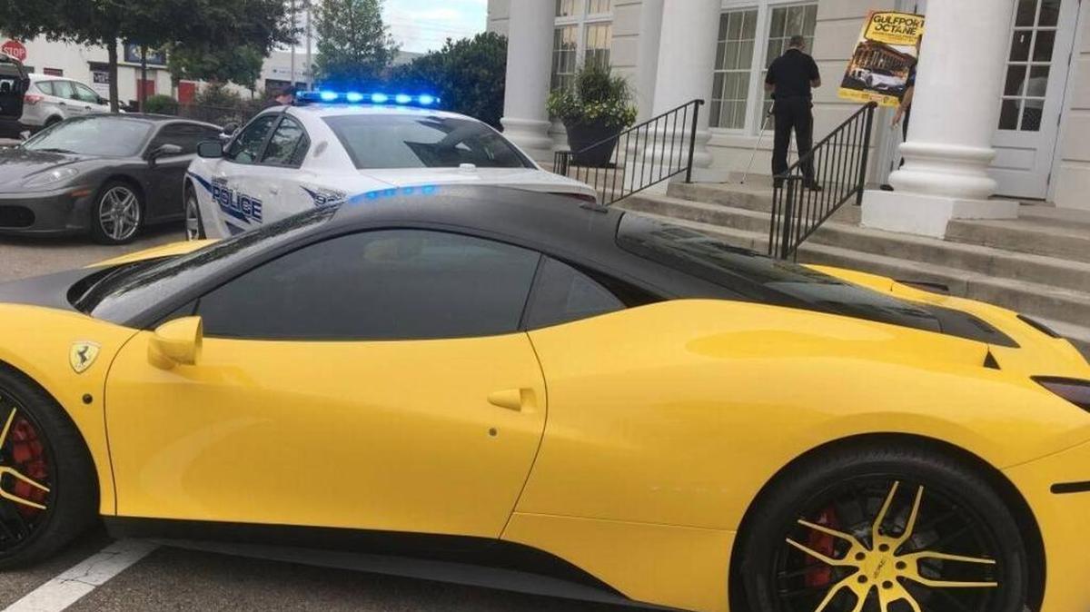 Exotic cars like these Ferraris will line downtown streets Saturday as the Gulfport Police Department and other sponsors present Gulfport Octane, a free car show, from 9 a.m. to 2 p.m. These two cars were parking in front of the police department in August, when police announced the event.