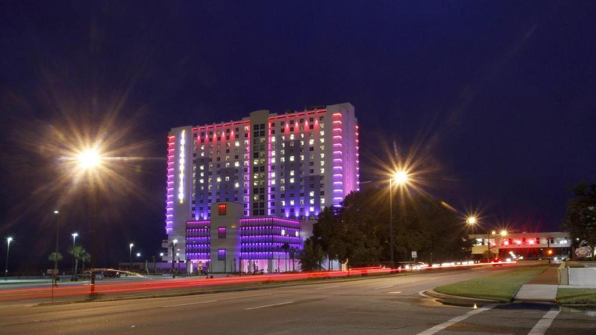 The Island View Casino Resort’s renovated hotel tower is on port property south of U.S. 90 in Gulfport.