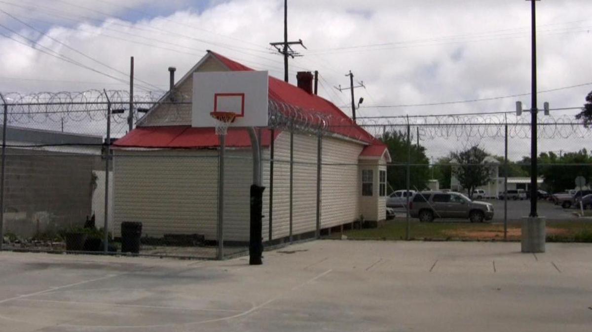 The outdoor recreation area at the Harrison County Juvenile Detention Center in Biloxi.