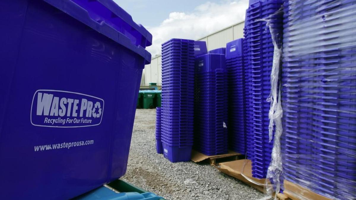 One way Harrison County Utility Authority hopes to increase recycling is by offering customers bins that are considerably larger than the familiar blue bins on Waste Pro.