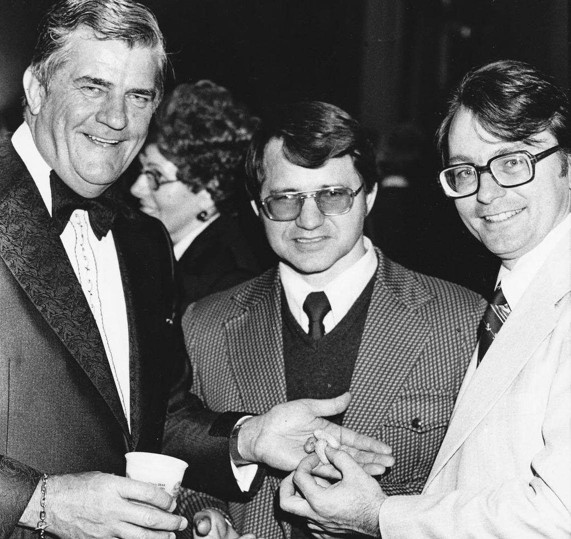 Then Biloxi Mayor Jerry O’Keefe, left, and future mayor Gerald Blessey, right in January 1977.