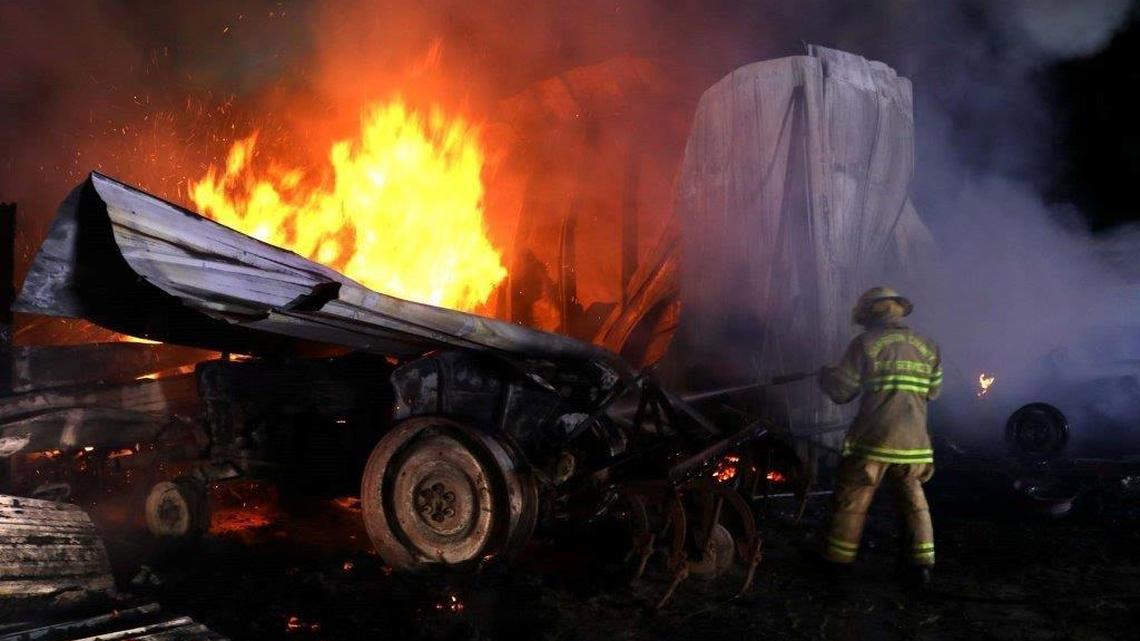 A fire on Saucier-Lizana Road in Harrison County destroyed garage containing a number of vehicles including five cars and a boat, as well as a camper and a woodwork shop. The fire was reported early Friday, May 19, 2017.