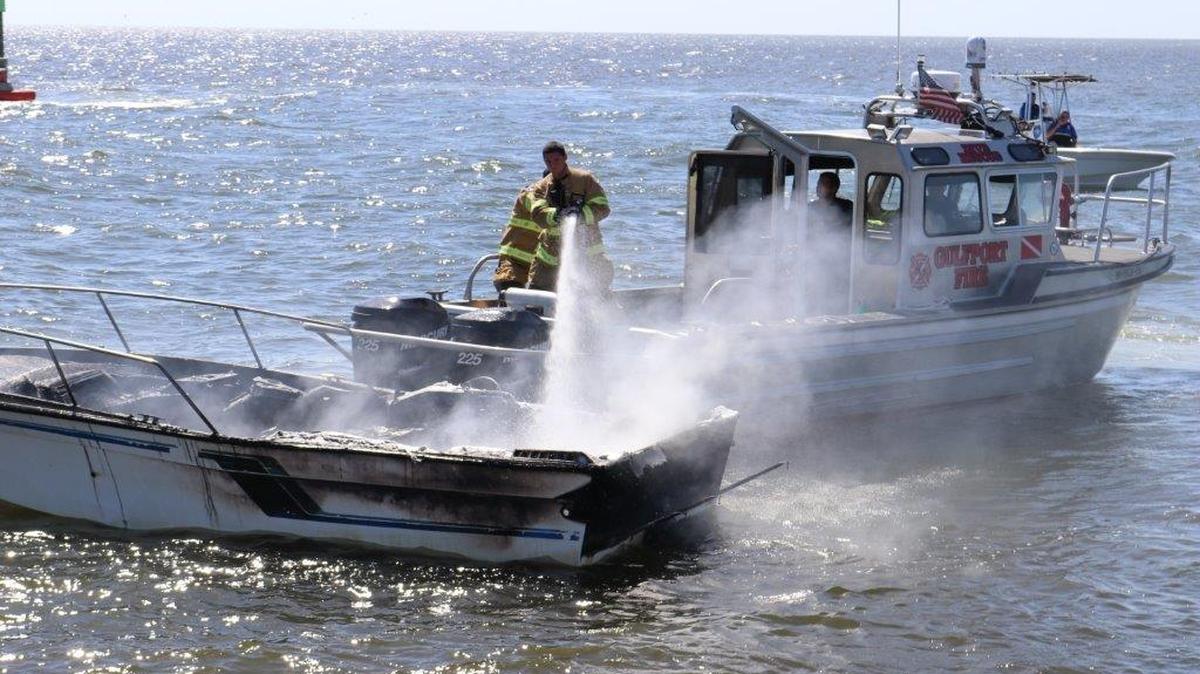 The Gulfport Fire Department used its boat to douse an engine fire Wednesday afternoon in the Mississippi Sound.