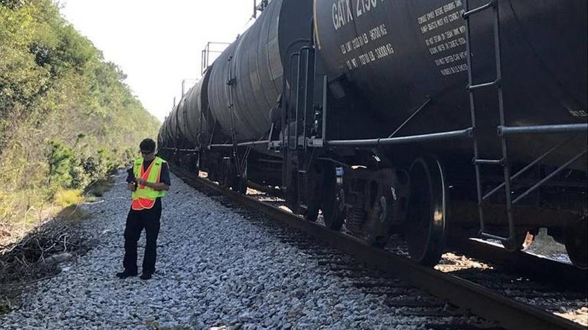 A train struck and killed a woman in Biloxi on Thursday morning.