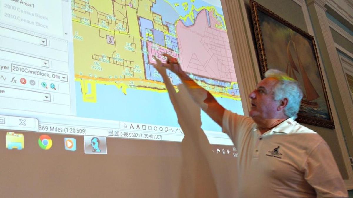 Councilman George Lawrence discusses proposed ward lines in Biloxi in May 2012. It took many months to come up with a plan. The city is undertaking another redistricting ahead of next year's municipal election.