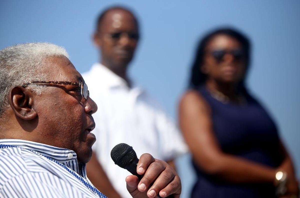 Gilbert Mason Jr. speaks during a ceremony to commemorate the anniversary of the Biloxi Beach Wade-Ins on Saturday, June 25, 2016. He spent years preserving the Black history in Biloxi and the legacy of his father, Dr. Gilbert Mason Sr.