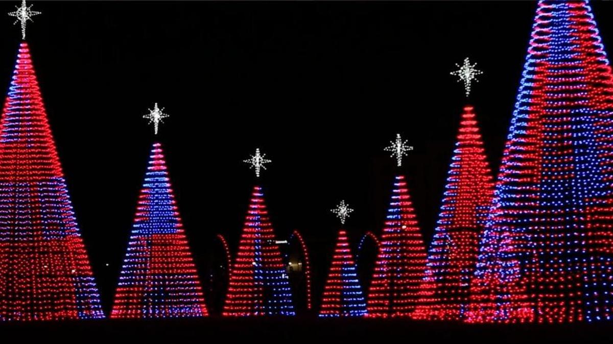 Much of the computerized Christmas light display at Jones Park has been set up early for filming of a television movie.