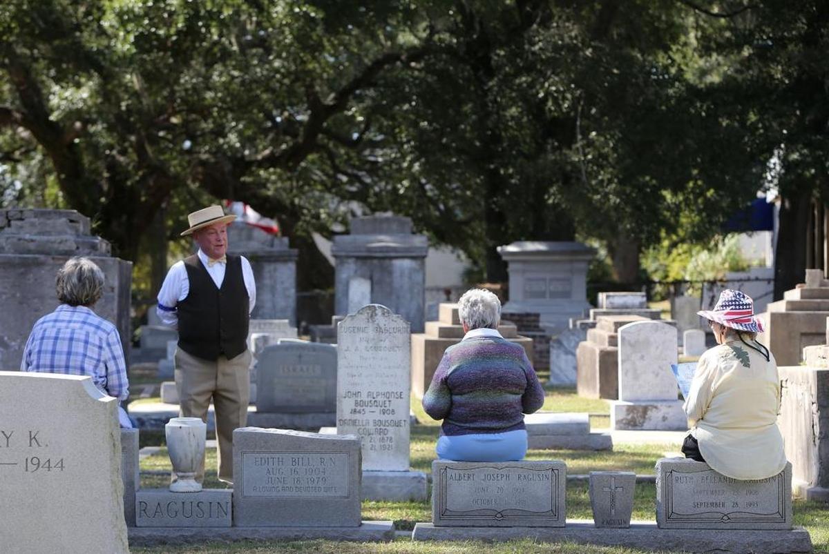 Jim Rux portrays former Biloxi Mayor John Bousquet at the 2016 Old Biloxi Cemetery Tour. Other upcoming tours are at Krebs Cemetery in Pascagoula and Cedar Rest Cemetery in Bay St. Louis.