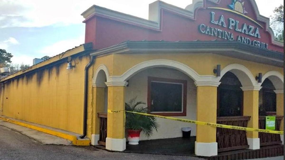 Wisps of smoke rose above La Plaza Cantina and Grill in Ocean Springs hours after a fire heavily damaged in inside of the restaurant and its roof in Ocean Springs on Sunday.
