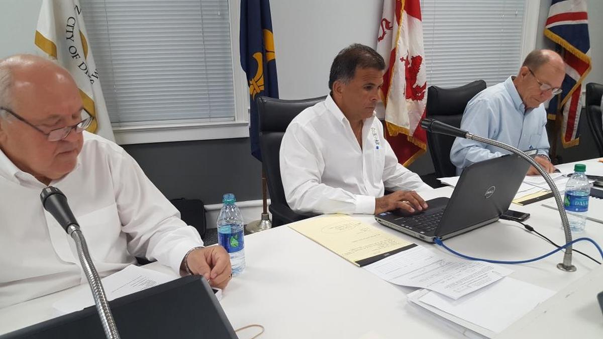 Ocean Springs aldermen vote to pursue a state law allowing Ocean Springs to run golf carts on city streets. Alderman Rickey Authement, center, proposed the resolution.