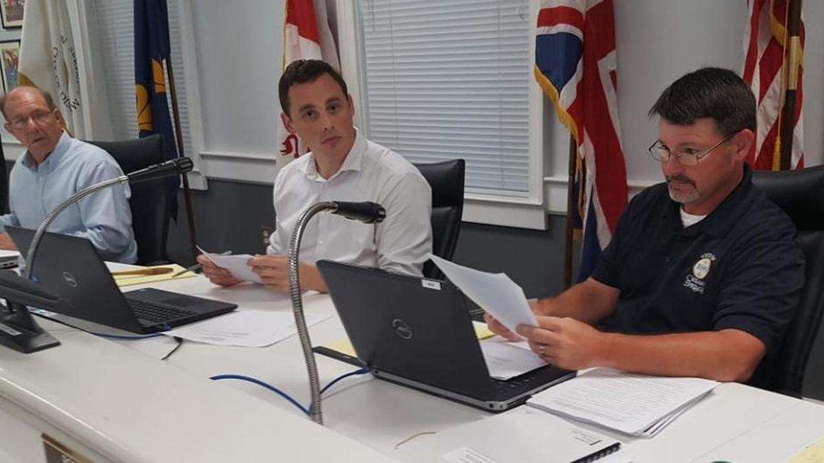 The mayor and Ocean Springs Board of Aldermen are looking into annexing again — east to Mississippi 57, north to Interstate 10, south for the high school and all of Ocean Springs Road. Pictured here at a recent board meeting are, from left, Alderman Joey Bellman, Mayor Shea Dobson and Alderman at-large Bobby Cox.